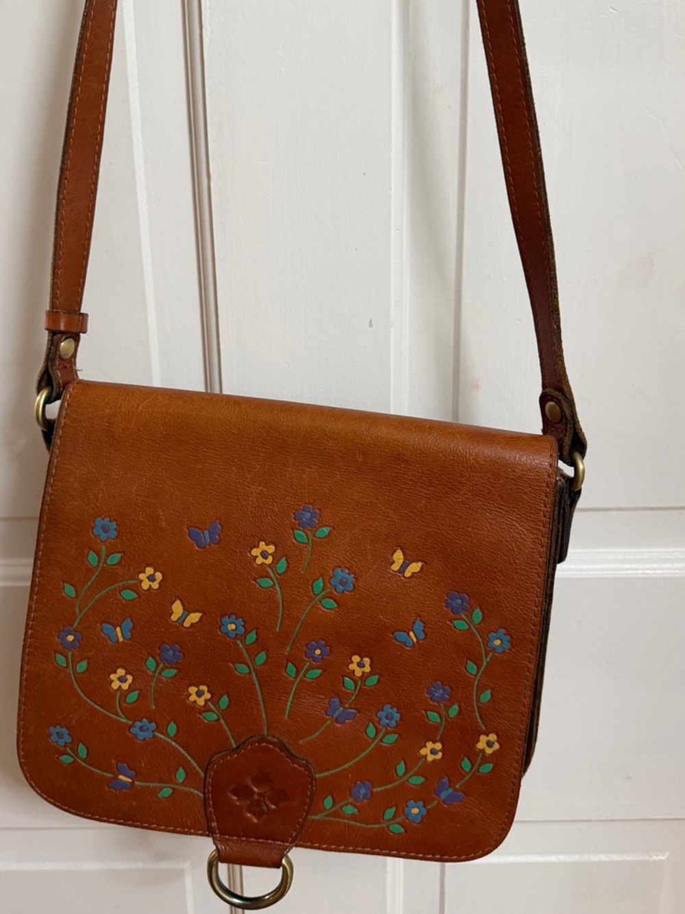 Patricia Nash Floral Tooled Leather Crossbody Boho EUC